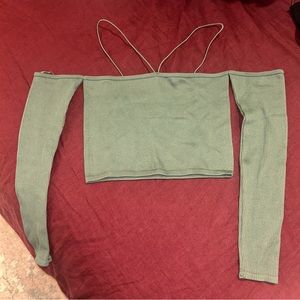 Zara Off the Shoulder Top - Olive Green